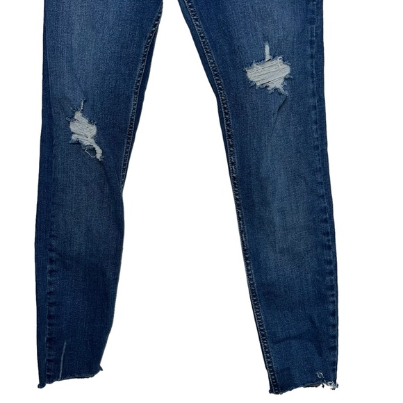 Free People We the Free Cropped Distressed Skinny Jeans Raw Hem Size 25 - Picture 7 of 11
